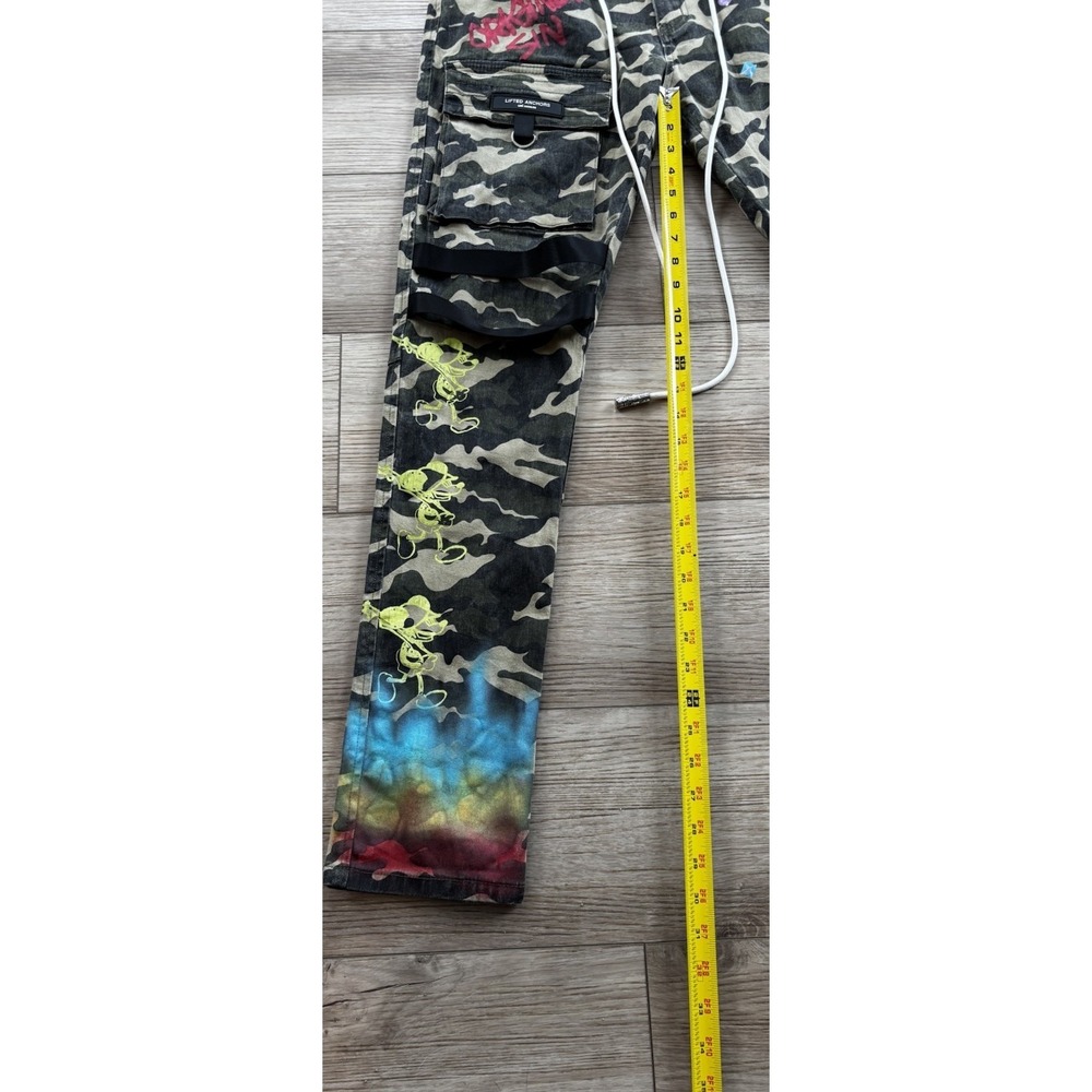 Lifted Anchors Custom Graphic Camo Cargo Men's Pants Size 34 Streetwear LA - Picture 9 of 15